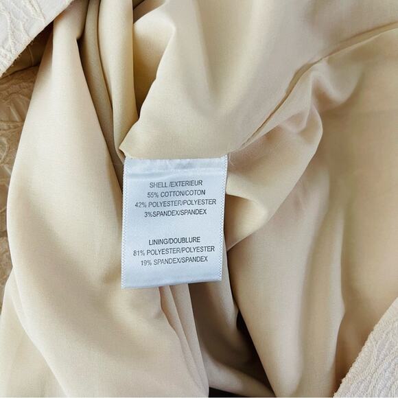 Badgley Mischka cream tan floral peplum sheath midi evening wedding dress 12 - Picture 7 of 7